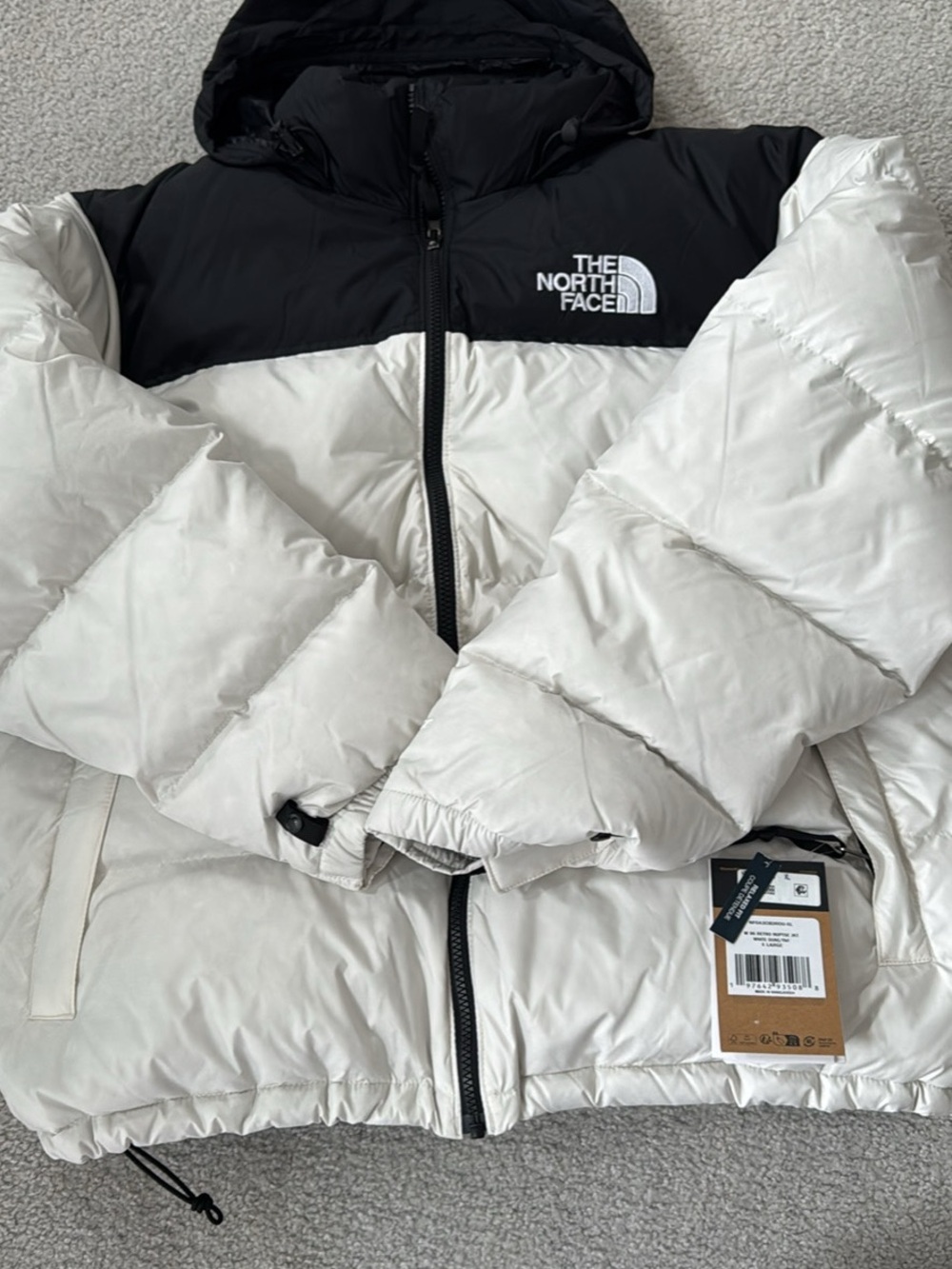 The North Face Black & Off-White Colorblock Puffer Jacket